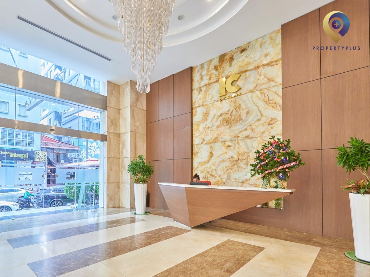 Reception area of IC-Building with modern design and lighting